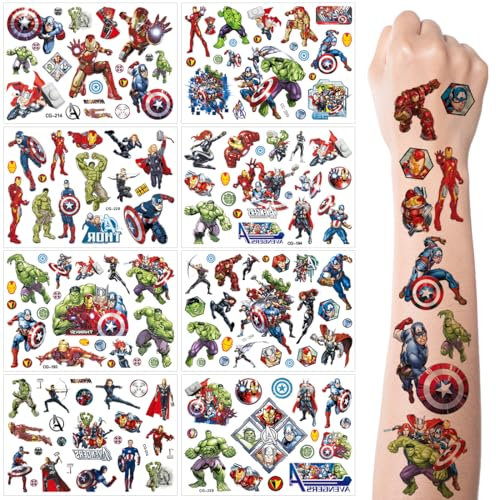 Tatuaggi Per Bambini, 8 Fogli Eroi Tatuaggi Temporanei Ragazzi, Tatuaggi Bambina Gadget Compleanno, Jungen Trasferelli, Tatuaggio Impermeabili Gadget Feste Di Compleanno