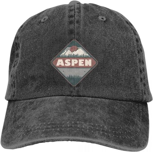BDJYHACP Baseballkappe Snapback Sonnenhut Men's Washed Baseball Cap Vintage Aspen Colorado Hiking Design Truck Driver Snapback Caps Dad Hat Cam Golf Hats Birthday Gift for Men Women