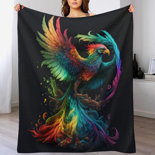 Kuscheldecke Mit Phönix Muster Warme Fleecedecke/Wohndecke/Sofadecke - Superweiche, Kuschelige & Angenehme Flannel Flanell-Decke, Für Jede Jahreszeit Geeignet（150×200cm）