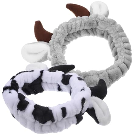 MERRYHAPY 2stücke Cow Skincare Haarbänder Flauschige Gesichtswäsche Haargummis Für Und Teenager Für Make-up Und Spa Anwendungen