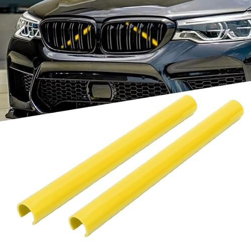 SIGANDG 2PCS Kühlergrill-Einsatz-Zierleisten, gestreift, Streifen Kühlergrill Einsätze Zierleiste, für BMW F20, F30, F21, F22, F23, F31, F32, F33, F34, F36, F40, F44(Gelb)