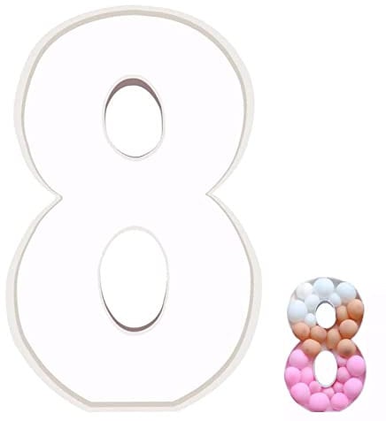 SMELEYOU Nummer 8 Ballonbox 73 cm Ballon Nummer Ständer Nummer 8 Dekorative Ballon Füllung KT Box Nummer Rahmenmodellierung Ballon Box (Nicht enthaltene Luftballons)