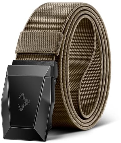 BULLIANT Tactical Belt for Men, Military Hiking Rigger Heavy Duty Nylon Web Work Belt 1.5 with Quick Release Metal Buckle(Beige,28-32 Waist Adjustable)