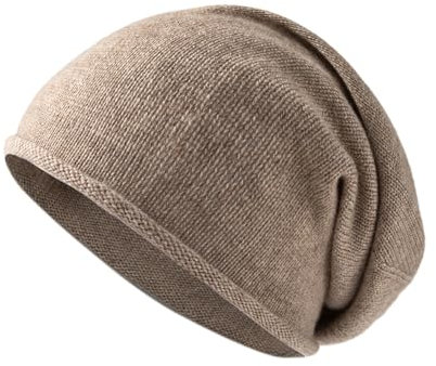 Tinncana Kaschmirwolle Slouchy Beanie, weiche warme Wintermütze für Frauen und Männer (DE/NL/SE/PL, Alphanumerisch, Einheitsgröße, Camel)