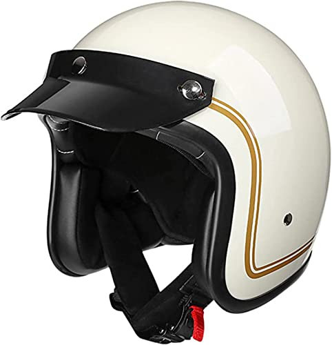 Offener Motorradhelm, Roller-Motorrad-Jethelm, Crash-Helm Für Männer Und Frauen Mit Sonnenblende – Elektrofahrrad- Und Rennrad-Straßenzulassung, ECE 22.06-Geprüfte Motorradhelme A,XL/(61~62cm)