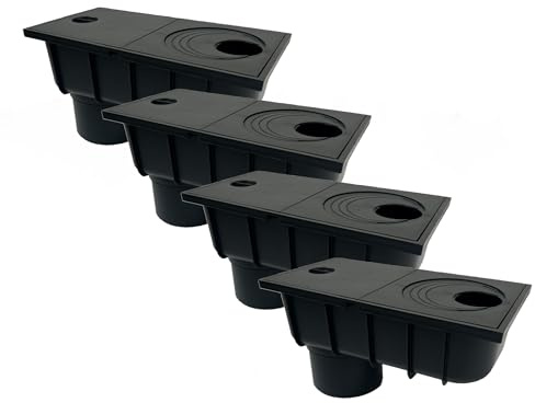 4INSTALATOR 4 Stück Regenrohrablauf von 50mm bis 110mm mit Sieb Regensinkkasten Regenwasserablauf DN110 Schwarz Dachrinnenablauf Regenwasserfilter | Universell für Verschiedene Rohrgrößen