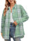 SANGTREE Chemise à carreaux boutonnée décontractée à manches longues pour femmes et filles, 3 mois – Adulte 2XL, Plaid vert clair, Taille M
