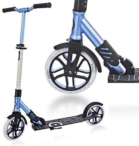 Motion Scooter – Speedy | Tretroller für Kinder, Jugendliche und Erwachsene | Cityroller ab 8 Jahren und Einer Körpergrösse von 130 bis 190 cm (Blau-Weiss)