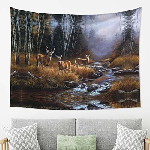 KLMELLMDE Wanddekoration mit Hirschmotiv, 203,2 x 152,4 cm, Weihnachts-Tapisserie, Urlaubsdekoration, Wandteppich, Schlafzimmer, Wohnzimmer, minimalistischer Wandteppich, Tagesdecken