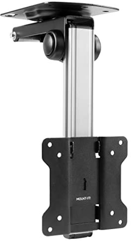 Mount-It! Folding Ceiling TV Mount | Flip Down and Under Cabinet TV Bracket for Compact Screens 13-27 Inch | Space-Saving Tilt and Swivel Design | Adjustable Height | VESA 75x75, 100x100 | Max 44 lbs