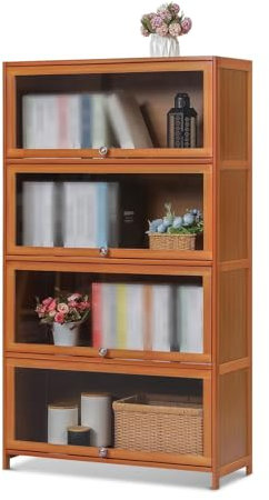 Vitrine à 4 niveaux avec portes en acrylique pour maison, bureau, cuisine, bibliothèque, collection - Facile à nettoyer - 60 x 140 cm