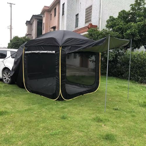SULQING Auto Heckklappe Zelt, Big Space 4-6 Person Outdoor Camping Auto Hinten Zelt Mit Bildschirm, Markise Zelt Für Auto Camping Road Trip Essentials Small to MidSize SUV Van