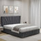 Blisswood Double Ottoman Bed Frame – Upholstered 4ft6 Large Storage Space bed with Headboard, Gas Lift-Up, Wooden Slats Base, Velvet Finish for Bedroom or Guest Room (135x190cm Dark Grey_No Mattress)