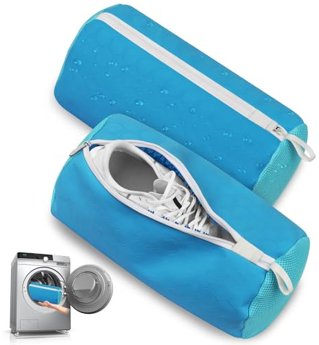 Bellovero 2 sacchetti per lavare le scarpe, in silicone, resistente, con cerniera migliorata, facile da lavare e asciugare rapidamente