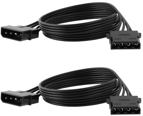 YINETTECH 4 Pin Molex Hard disk power supply Extension Cord Suitable for Desktop Computer Hard Drive Power Cord 2PCS