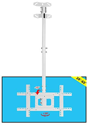 Supporto TV da soffitto, con Regolazione dell'altezza da 24 a 65 Pollici, per TV a Schermo Piatto LCD LED al Plasma, Fino a 47 kg, VESA 600 x 400 mm.
