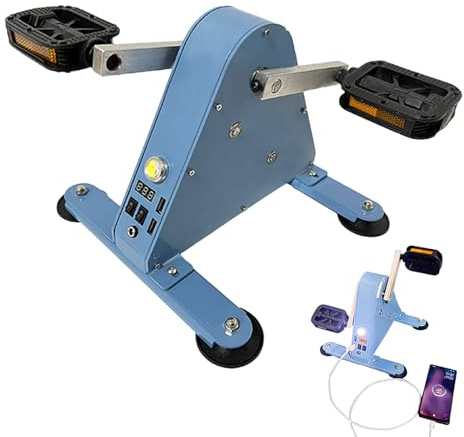 WHIPIN Generatore di Corrente a Pedale, generatore Portatile di Emergenza da 100 W, generatori di Corrente a Pedale manuali con Illuminazione, elettricità accumulabile, Doppia interfaccia USB