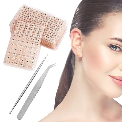 KEQAR 1200 Piezas Set de Acupresión Semillas para Oreja Masaje Auricular Adhesivos Aguja de Acupuntura Multiuso con 1 Pinza