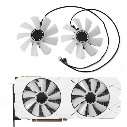 YUNHUOZ 2 Teile/Satz RTX2080 GPU Kühler Grafikkarte Fans Für Galax KFA2 RTX 2070 2080 SUPER 8GB EX Weiß Video Kühlung ersetzen Fan(White)