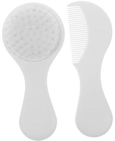 Kisangel 2pcs Newborn Soft Bristles Hair Brush and Comb Set for Gentle Scalp Massage Cradle Cap Removal Hair Brush for Boys Grooming Kit