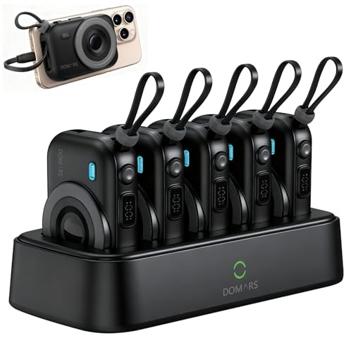 Domars Power Bank 5x10000mAh Magnetic Power Bank Fast Charging,Dual Built-in Type-C & Apple Cables,LED Display, Super Fast Charging, 9 Protections for iPhone Air/17/16/15 Series (black)