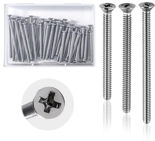 SPEEDWOX Kit de 50 vis extra longues pour prises électriques longueurs 1-1/2, 1-3/4 et 2 pouces vis à tête plate pour interrupteurs électriques boîtes de jonction et montage de prises murales