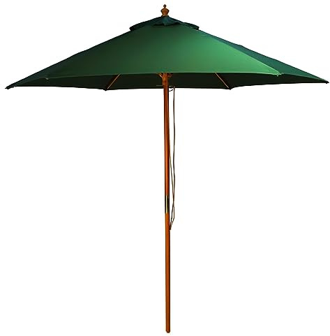 BrackenStyle Wooden Centre Pole Garden Parasol – Machine Washable UV Blocking Outdoor Umbrella for Patio Use