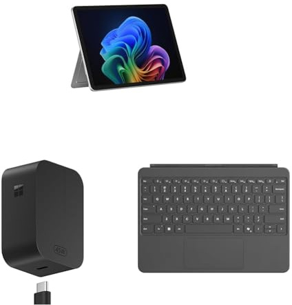 Microsoft Surface Pro | Copilot+ PC | 12” LCD Touchscreen | Snapdragon® X Plus | 16GB Memory | 256GB SSD | Platinum + 45W USB-C Wall Charger + Surface Keyboard | Slate – 2-in-1 Bundle