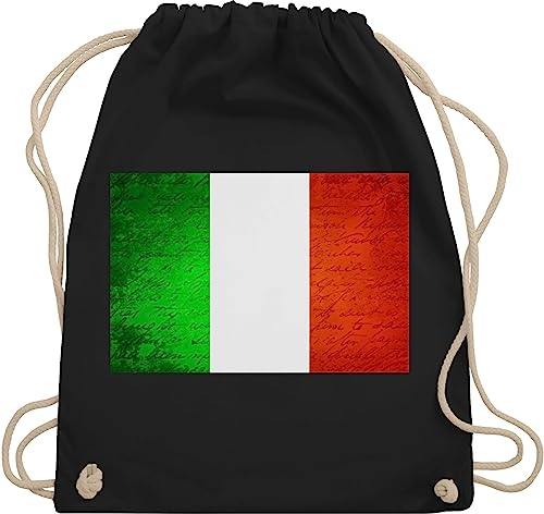 Turnbeutel Rucksack - Flagge Italien - Unisize - Schwarz - em italienischer tasche fanartikel fußball europameisterschaft turnsack 2024 städte stoffbeutel fussball stoffrucksack fu ball beutel wm