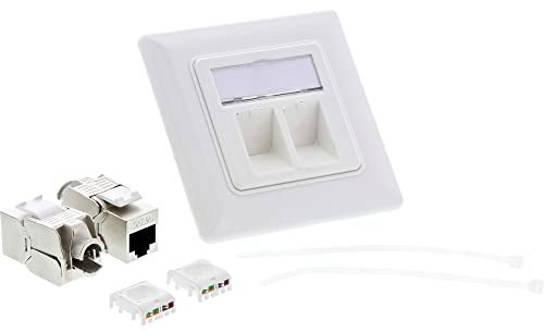 InLine 76832A Cat.6A Anschlussdose, Unterputz, 2x Keystone RJ45 Buchse, weiß RAL9010