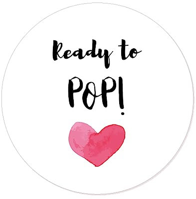 100 Liebe-Herz Popcorn Aufkleber - Babyshower Ready to POP! Stickers - 4 cm Runde Geschenkaufkleber Etiketten About to Pop für Popkorn Tüten,Babyparty Gastgeschenk,Tüten,Danksagungen - UNI 061