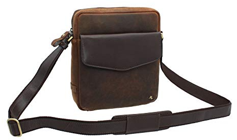 VISCONTI Toscana Collection Distressed Oiled Leather Shoulder Bag Vesper A5 TC70 Havana Tan