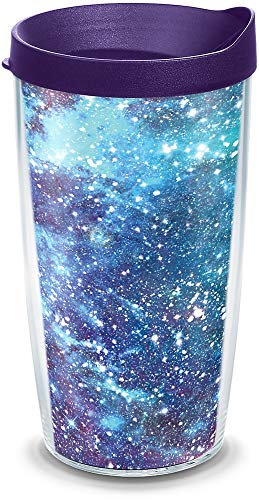Tervis 1334992 - Bicchiere termico Galassia con involucro e coperchio viola reale, 16oz, colore: Trasparente