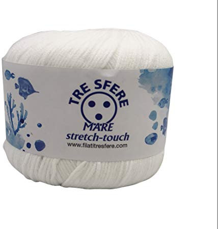 Tre sfere Mare Stretch Touch Filato per Costumi, 100% Poliammide (50 Grammi, 125 Metri) (Bianco)