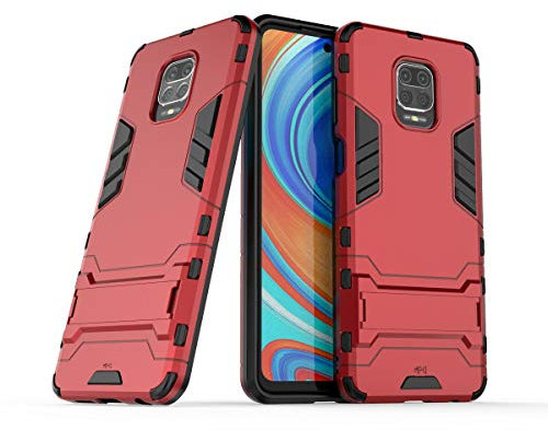 Funda para móvil Xiaomi Redmi Note 9 Pro/Redmi Note 9s / Redmi Note 9 Pro MAX con Soporte - Carcasa Híbrida Antigolpes Resistente Rígida Dura Antichoque (Xiaomi Redmi Note 9 Pro, Rojo)