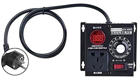 Regolatore di tensione elettronico SCR, AC 220V 4000W Regolatore di tensione SCR Regolatore velocità ventilatore motore Dimmer(EU Plug)