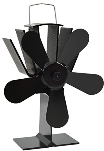 vidaXL Ventilateur de Poêle Alimenté par Chaleur 5 Pales Ventilateur de Poêle à Bois avec des Fils Ignifuges Economique Maison Cheminée Noir