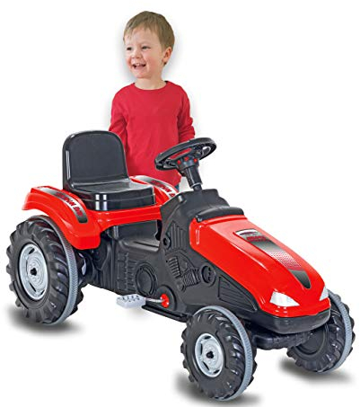 JAMARA 460835 - Trettraktor Big Wheel - Kippschutz, bis 60KG, leichtgängiges Lenkradsystem, Hupe, verstellbarer Sitz, Motorhaube aufklappbar, Anhängerkupplung