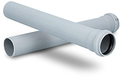 HT Rohr Abwasserrohr mit Muffe Ø 50 mm x 315 mm Länge Grau | PVC Kanalrohr Abflussrohr mit Gummidichtung | Kanalrohrsystem Heißwasser Chemische Beständigkeit | Abwasser Installation