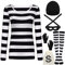 URATOT Damen Räuber Kostüm Set Cosplay Dieb Zubehör für Halloween Party, weiß / schwarz, S