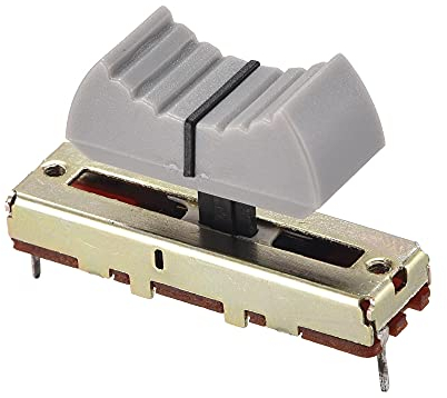 sourcing map Fader Variable Widerstände Mixer 35mm Gerade Rutsche Potentiometer B50K Ohm Grau Schwarz Knöpfe