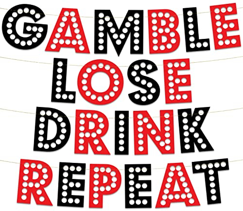 Glitzer-Banner mit Casino-Motiv, Las Vegas Geburtstags- und Junggesellinnenabschied-Dekorationen, Monte Carlo Poker Night Girlande, Gastgeschenke und Zubehör