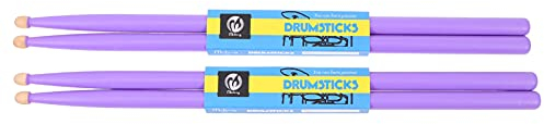 MAGICLULU Drumstick Pink Silent Drumsticks 2 Paar 5A Ahornholz Drumsticks Percussion Drumsticks Holzspitze Drumsticks Für Schlagzeuger Anfänger (Lila) Lila Drumsticks Leucht Sticks Schlagzeug