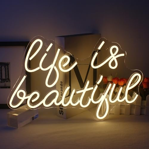 Life is Beautiful Neon Schild weiß LED Neon Licht buchstaben Licht schild für Schlafzimmer, Party, Hochzeit Wand Dekor Geschenke für Mädchen USB-betrieben