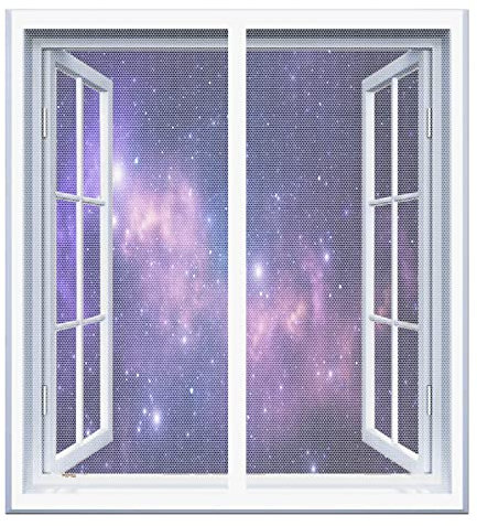 Insektenschutz Für Fenster 125 x 130 cm Fenster Mückengitter Ohne Bohren Automatisches Schließen Magnet Fliegengitter Für Alle Universalfenster, Weiß