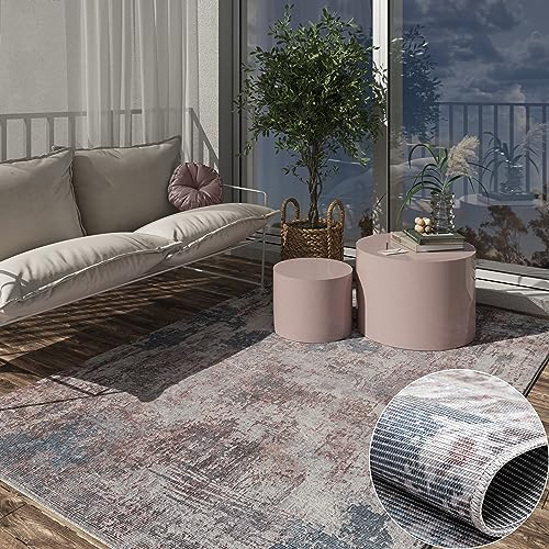 MY-RUG Hochwertiger flachgewebter Outdoor-Teppich Ishaan waschbar - Rechteckig, grau-blau-braun Mix, ideal für den Außenbereich, 230 x 160 cm, Terassenteppich