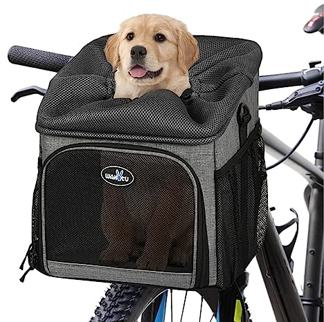 Lixada Haustier Fahrradtasche für Hunde Katzen, Hunde-Fahrradkorb-Träger, faltbar, abnehmbar mit Atmungsaktiv Netzfenster Faltbar für Kleine Mittlere Hunde und Katzen