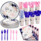 Nkaiso Babyparty Deko Mädchen Pappteller Set 192 Stück Blumen Party Gender Reveal Supplies Party Deko Papier Teller Tassen Servietten Wiederverwendbar Geschirr - 24 Gäste