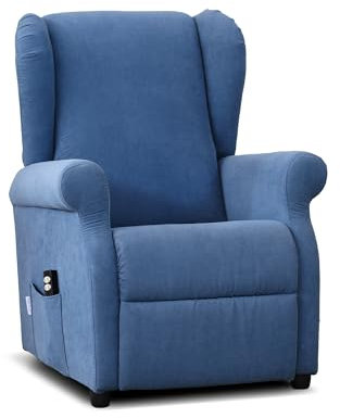 Altavilla Poltrona Relax Ilde 2 Motori, Roller System, Reclinabile e Alzapersona con telecomando, MADE IN ITALY (Blu)