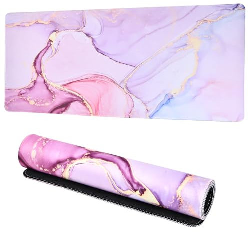 NATUCE 900 x 400mm Almohadilla de Ratón Grande, Alfombrilla de Escritorio con Bordes Cosidos, Antideslizante, Alfombrilla Gaming, Alfombrilla de Mouse XXL para Juegos, Oficinas, Hogares (Rosado)